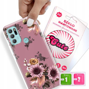 Etui + Szkło Do MOTOROLA G60s Kwiaty Flower Wzory