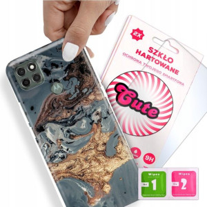 Etui + Szkło do MOTOROLA G9 POWER Marmurki Wzory