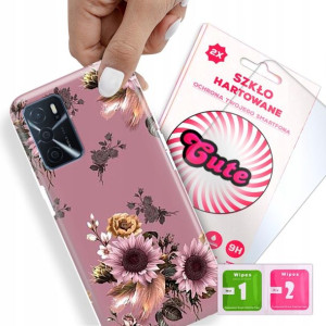 Etui + Szkło Do OPPO A54s Kwiatowe Flower Wzory