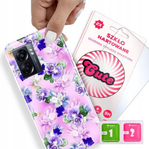 Etui + Szkło Do OPPO A57 4G Kwiaty Flower Wzory