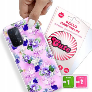 Etui + Szkło Do OPPO A74 5G Kwiaty Flower Wzory