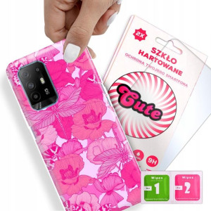 Etui + Szkło Do OPPO A94 5G Kwiaty Flower Wzory