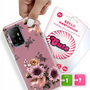 Etui + Szkło Do OPPO F19 PRO PLUS 5G Kwiaty Wzory