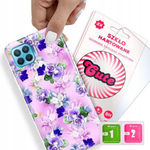 Etui + Szkło Do OPPO RENO 4 LITE Kwiaty Top Wzory