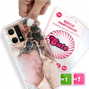 Etui + Szkło do OPPO RENO 7 4G Case Marmurki Wzory