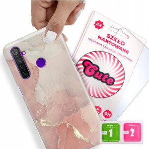 Etui + Szkło do REALME 5 PRO Case Marmurki Wzory