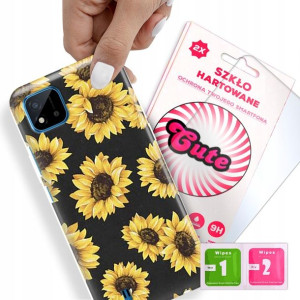 Etui + Szkło Do REALME C20 Kwiatowe Flower Wzory