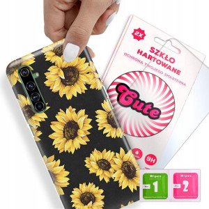Etui + Szkło Do REALME X50 PRO Kwiaty Flower Wzory