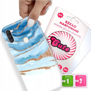 Etui + Szkło do SAMSUNG A11 Case Marmurki Wzory