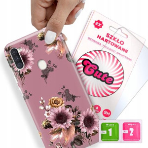 Etui + Szkło Do SAMSUNG A11 Kwiaty Flower Wzory