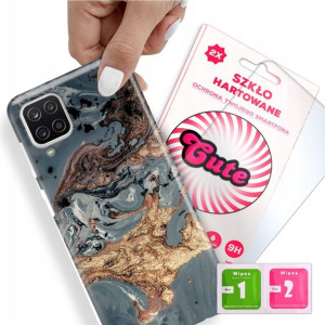 Etui + Szkło do SAMSUNG A12 Case Marmurki Wzory