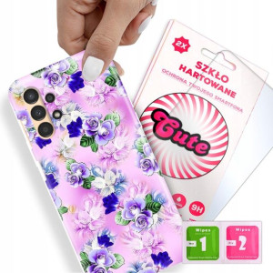 Etui + Szkło Do SAMSUNG A13 4G Kwiaty Flower Wzory