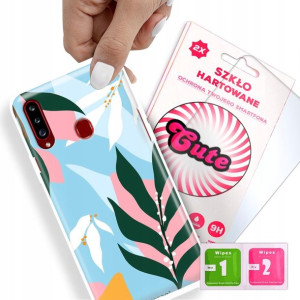 Etui + Szkło Do SAMSUNG A20s Kwiaty Flower Wzory
