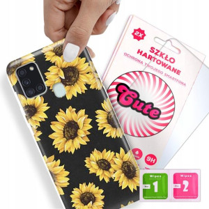 Etui + Szkło Do SAMSUNG A21s Kwiaty Flower Wzory