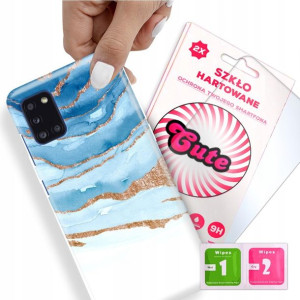 Etui + Szkło do SAMSUNG A31 Case Marmurki Wzory