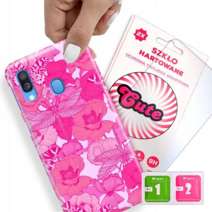 Etui + Szkło Do SAMSUNG A40 Kwiaty Flower Wzory