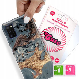 Etui + Szkło do SAMSUNG A41 Case Marmurki Wzory