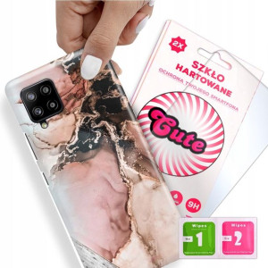 Etui + Szkło do SAMSUNG A42 5G Case Marmurki Wzory