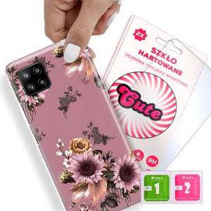 Etui + Szkło Do SAMSUNG A42 5G Kwiaty Flower Wzory