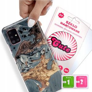 Etui + Szkło do SAMSUNG A51 5G Case Marmurki Wzory