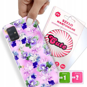 Etui + Szkło Do SAMSUNG A51 Kwiaty Flower Wzory