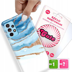 Etui + Szkło do SAMSUNG A73 5G Case Marmurki Wzory
