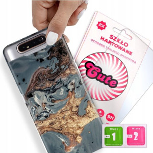 Etui + Szkło do SAMSUNG A80 Case Marmurki Wzory