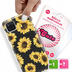 Etui + Szkło Do SAMSUNG F12 Kwiaty Flower Wzory