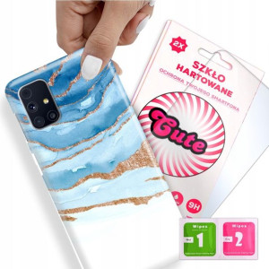 Etui + Szkło do SAMSUNG M31S Case Marmurki Wzory