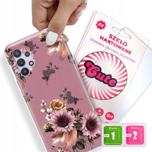Etui + Szkło Do SAMSUNG M32 5G Kwiaty Flower Wzory