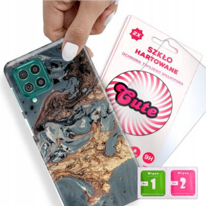 Etui + Szkło do SAMSUNG M62 Case Marmurki Wzory
