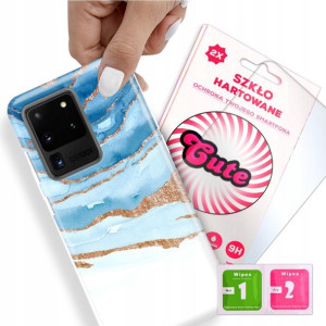 Etui + Szkło do SAMSUNG S20 ULTRA Marmurki Wzory