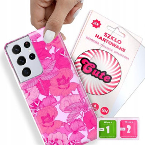 Etui + Szkło Do SAMSUNG S21 ULTRA Kwiaty Top Wzory