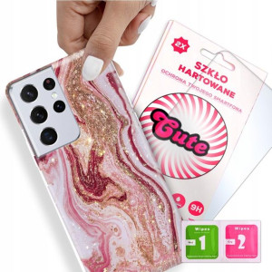 Etui + Szkło do SAMSUNG S21 ULTRA Marmurki Wzory