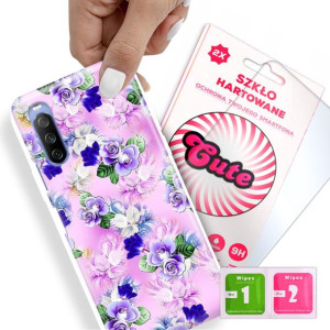 Etui + Szkło Do SONY XPERIA 10 III Kwiaty Wzory