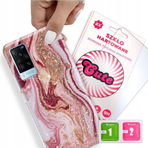 Etui + Szkło do VIVO X60 Case Marmurki Top Wzory