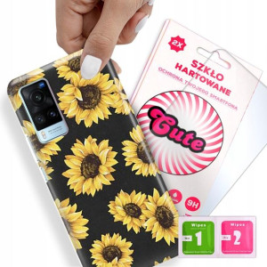 Etui + Szkło Do VIVO X60 Kwiatowe Flower Top Wzory