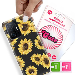 Etui + Szkło Do XIAOMI 11T 5G Kwiaty Flower Wzory