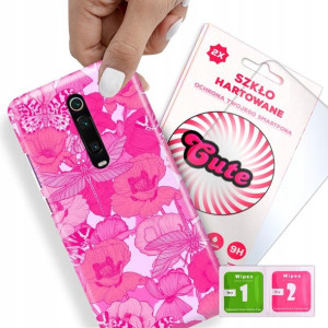 Etui + Szkło Do XIAOMI Mi 9T Kwiaty Flower Wzory