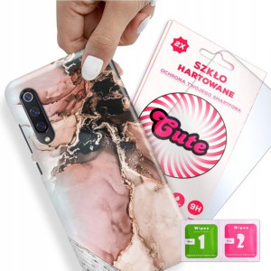 Etui + Szkło do XIAOMI MI A3 LITE Marmurki Wzory