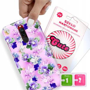 Etui + Szkło Do XIAOMI REDMI 8 Kwiaty Flower Wzory