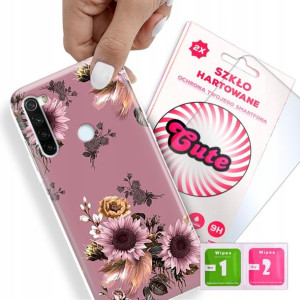 Etui + Szkło Do XIAOMI REDMI NOTE 8T Kwiaty Wzory