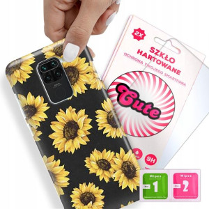Etui + Szkło Do XIAOMI REDMI NOTE 9 Kwiaty Wzory