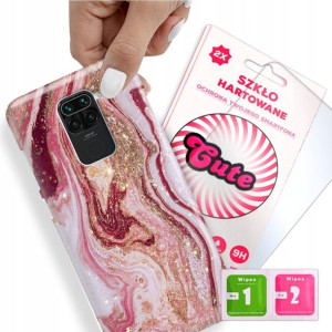 Etui + Szkło do XIAOMI REDMI NOTE 9 Marmurki Wzory