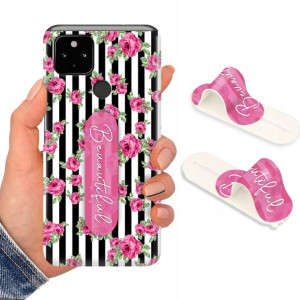 Etui + Uchwyt do GOOGLE PIXEL 4A 5G Kwiaty Wzory