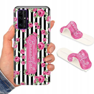 Etui + Uchwyt do HUAWEI HONOR 30 PRO Kwiaty Wzory
