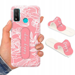 Etui + Uchwyt do HUAWEI P SMART 2020 Kwiaty Wzory
