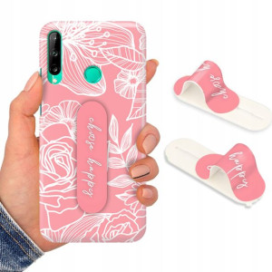 Etui + Uchwyt do HUAWEI P40 LITE E Kwiaty Wzory