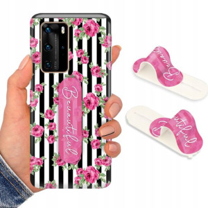 Etui + Uchwyt do HUAWEI P40 PRO Kwiaty Top Wzory
