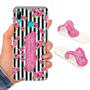 Etui + Uchwyt do HUAWEI Y7 2019 Kwiaty Top Wzory